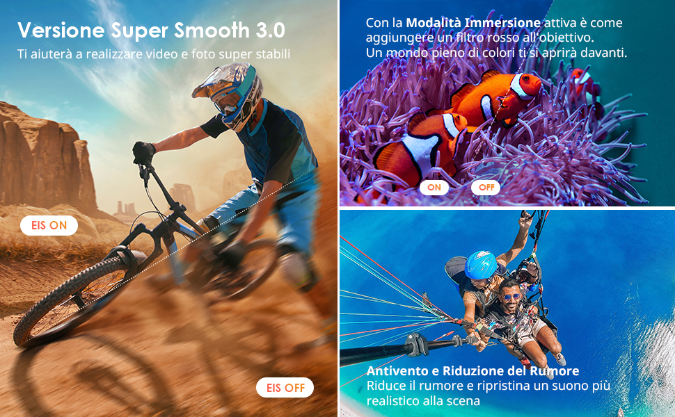 Modalit?? Immersione, Versione Super Smooth 3.0, Antivento e Riduzione del Rumore