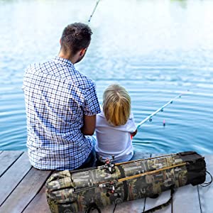 Borsa da Pesca Canna da Pesca Oxford Fishing Pole Carry Organizer Borsa per Attrezzi da Pesca