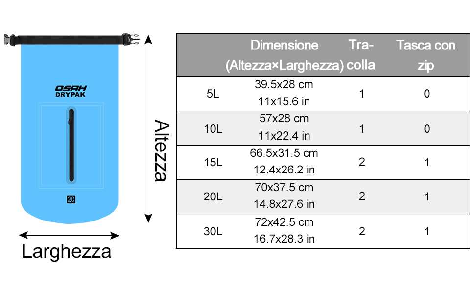 sacchetti asciutti impermeabili