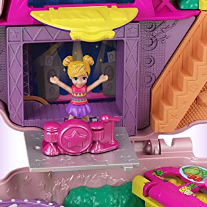 ?Polly Pocket- Cofanetto Lama Music Party con Micro Bambole di Polly e Lila, Accessori, Giocattolo