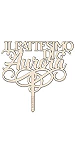 Cake topper battesimo personalizzabile con nome v1