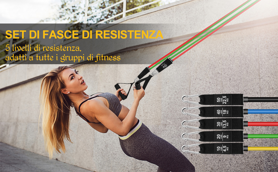 elastici fitness con maniglie