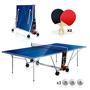 YM Tavolo da Ping Pong Indoor Pieghevole Ruote per il Trasporto Racchette Palline Omaggio Dimensioni