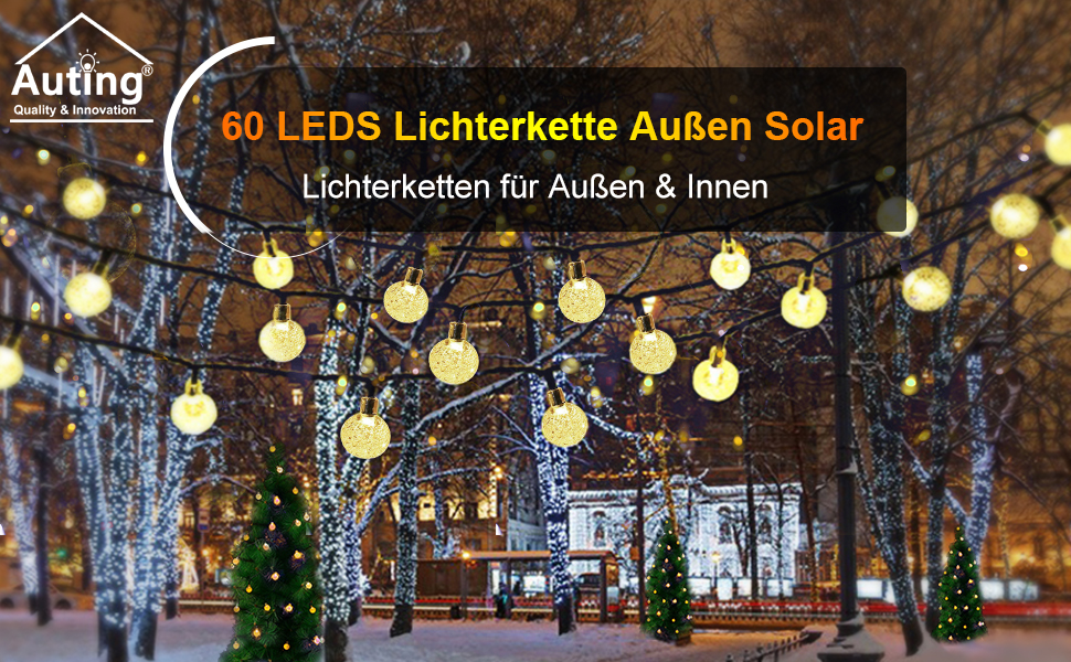 Catena di 60 LED per esterni, a energia solare