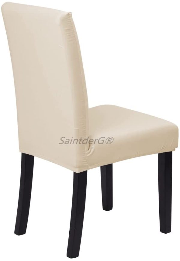 ? Coprisedie con Schienale 4 Pezzi, Lavabile Estraibile, Molto Facile da Pulire e Resistente, coprisedile, Moderna Sala da Pranzo, Hotel, Arredamento Ristorante (Beige, 4 Pezzi). - immagine 6