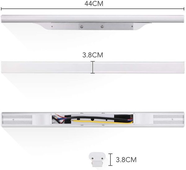 12W 1200lm 44cm LED lampada da specchio, per trucco, Bianco 6000 K, Lampada Bagno Specchio, Applique Bagno Lampada Bagno Specchio 85V~260V - immagine 3