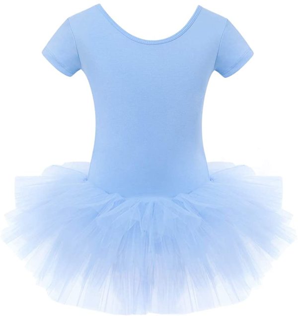 Bezioner Ragazza Tutu per Danza Body da Balletto Leotard Vestito Ginnastica Manica Corta