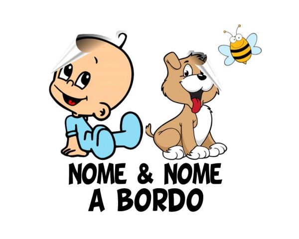 Bimbo a bordo adesivo auto. adesivo bimbo e cane a bordo con nome adesivo bebè per auto. Applicazione esterna - immagine 3