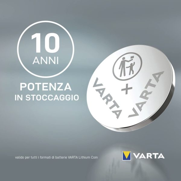 VARTA CR 2025, 6025101402, Batteria Litio a Bottone, Piatta, Specialistica, 3 Volts, Diametro 20mm, Altezza 2,5mm, confezione 2 pile - immagine 6