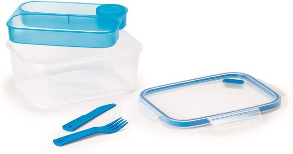 Lunch Box 1,5 LT-Rettangolare Blu con Posate - immagine 2