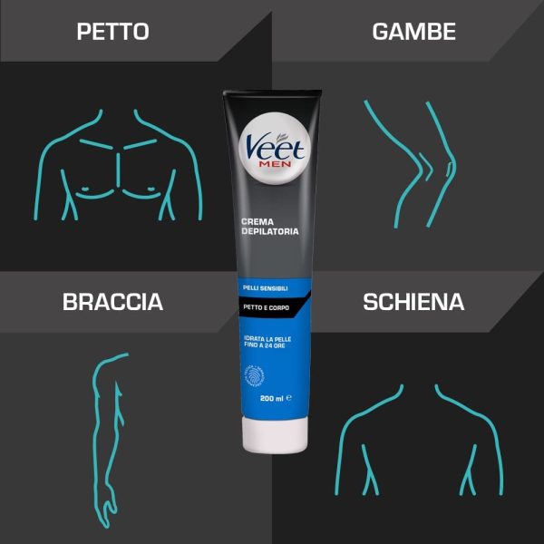 Veet Men Kit Completo per la Depilazione dell' Uomo,  Depilatoria per il Corpo +  Depilatoria e Balsamo Post Epilazione per le Parti Intime - immagine 5