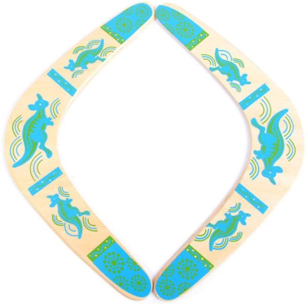 TOYANDONA 1Pc Giocattolo del Boomerang, Gioco Allaperto del Fermo Blu di Lancio del Boomerang dei Bambini di Legno per Allaperto