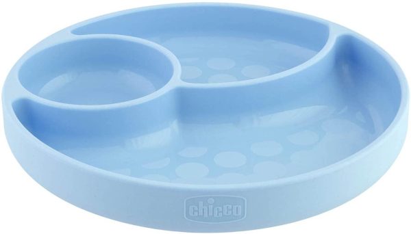 Chicco Piatto con Ventosa per Beb?? e Bambini, Piatto Pappa in Silicone a Scomparti con 3 Aree, Morbido e Resistente, Lavabile in Lavastoviglie, Adatto per il Microonde, Senza BPA - 12+ Mesi, Azzurro - immagine 2