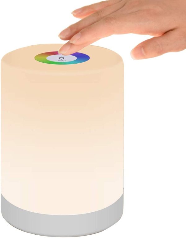 Luce Notturna LED, Lampada da Comodino Intelligente, Controllo Tattile, Dimmerabile, USB Ricaricabile, Portatile, Colore che Cambia RGB per Bambini, Camera da Letto, Campeggio (Bianco Caldo) - immagine 5