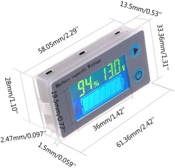 Voltmetro LCD multifunzione per misuratore di capacit?? della batteria al piombo con display della temperatura - immagine 3