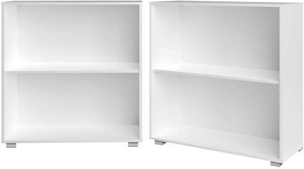 Libreria Scaffale Vela 77cm 2 Rripiani Mobile Archiviazione Documenti Bianco