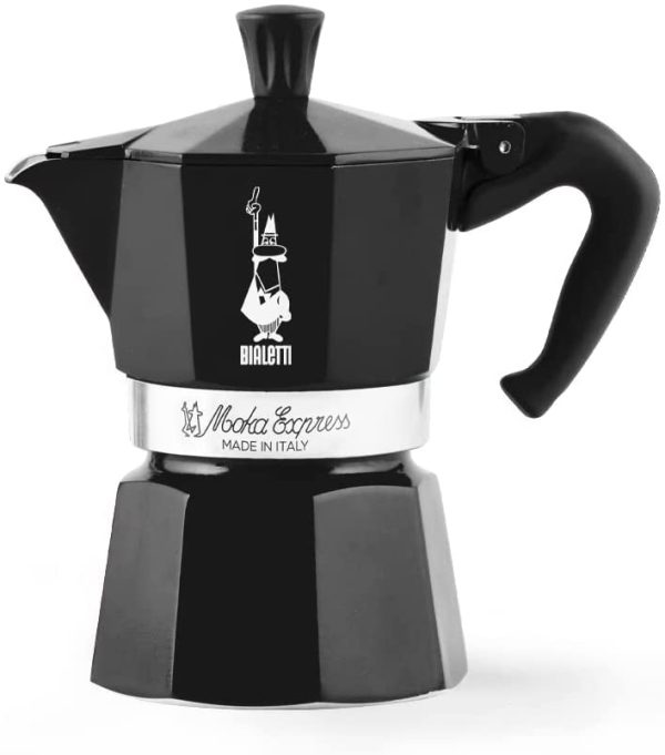 Caffettiera Moka Express Color, 1 Tazza, Manico anti scottatura, Non adatta a induzione, 1 Tazza (60 ml), Alluminio, Nero - immagine 2