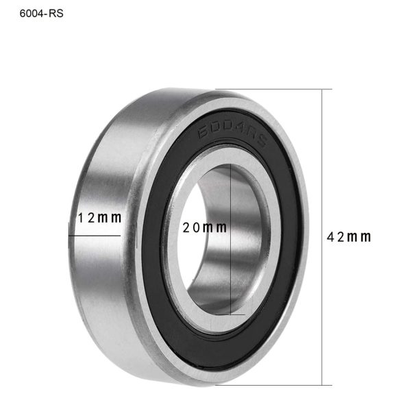 6004-2RS cuscinetti a sfere a gola profonda sigillati , Deep Groove Ball Bearings, cuscinetti a sfere radiali a fila singola, (20 x 42 x 12 mm)[5 Pcs] - immagine 3