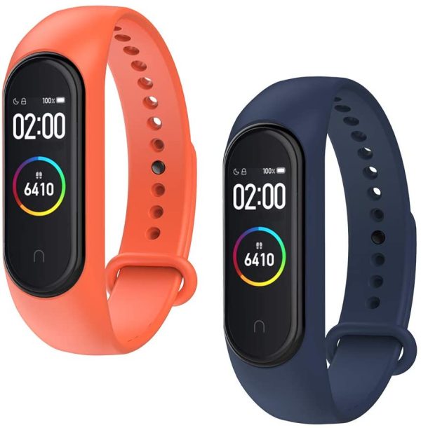 Cinturini Compatibile per Mi Band 3/ Mi Band 4, Cinturini in Silicone, Sportivo Colorato Regolabile Bracciali Compatibile per Xiaomi Band 3/4-2 Pezzi (Arancione, Blu Navy) - immagine 7