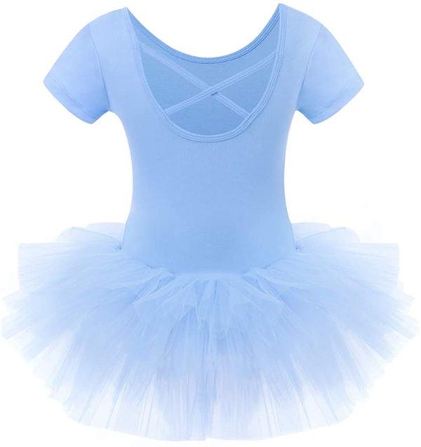 Bezioner Ragazza Tutu per Danza Body da Balletto Leotard Vestito Ginnastica Manica Corta - immagine 6