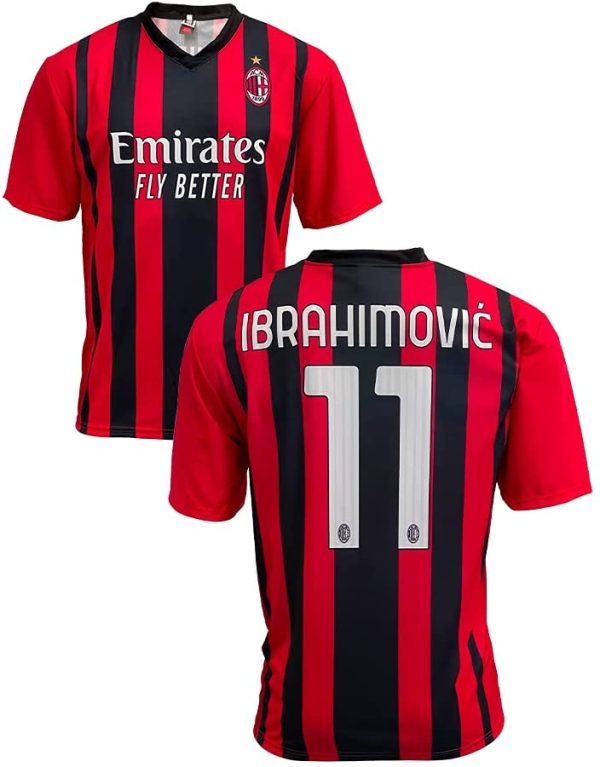 ZeroPlayer Maglia Milan Zlatan Ibrahimovic 11 Home 2021 2022 Replica Ufficiale (Taglia 2 4 6 8 10 12 Anni Bambino Ragazzo) (Taglia S M L XL XXL Adulto) Rosso, Nero, 100% Poliestere - immagine 6