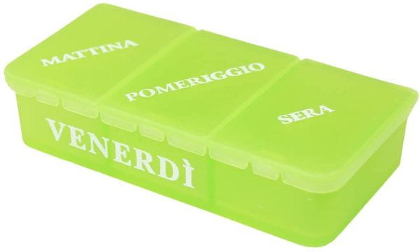 com-four® 1x dosatore medicamento in Italiano - Scatola medicamento per 7 Giorni - 3 Scomparti - portapillole - portapillole - Porta Tablet - Dispenser settimanale [Italiano] - immagine 3