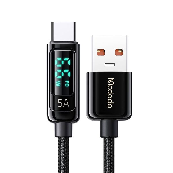 Cavo USB Type-C 6A 66W mcdodo,visibile la ricarica rapida energia del display digitale,con ricarica rapida e modalit?? di carica di mantenimento,per Galaxy S21 S11 S10 Huawei P40 Xiaomi 1.2M (nero)