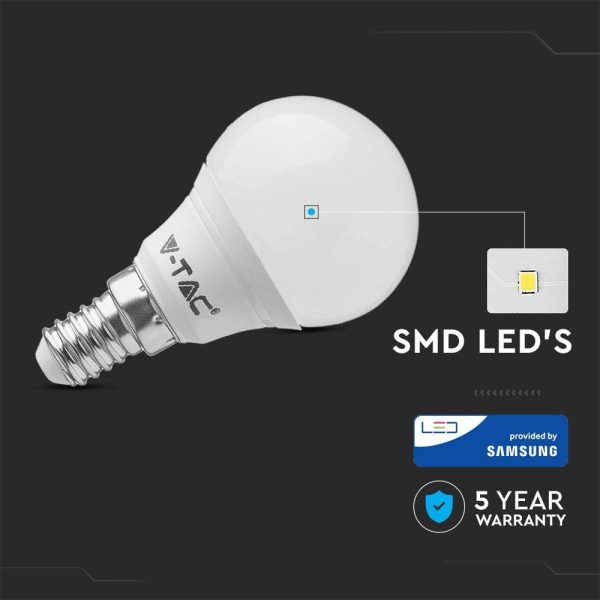 Lampadina LED 5.5W, Miniglobo P45 Chip Samsung Pro Attacco E14 - immagine 2