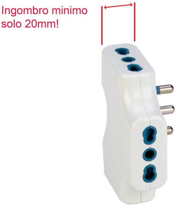 PP2353X Adattatore Spaziozero Tre Prese, Bianco - immagine 3