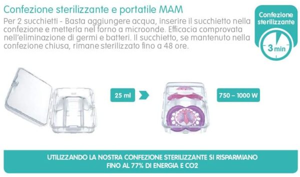 Mam Air Ciuccio in Set da 2, in Silicone Skinsoft con Custodia Porta Ciuccio, 16+ Mesi, Azzurro