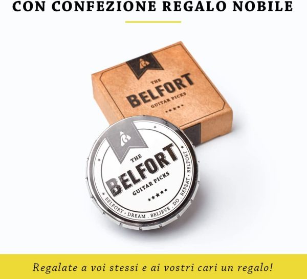 Belfort? 20 plettri per chitarra di alta qualit??, in elegante scatola regalo, in celluloide estremamente resistente, 4 spessori: da 0,46 a 1,20 mm, BONUS: un eBook gratuito - immagine 3