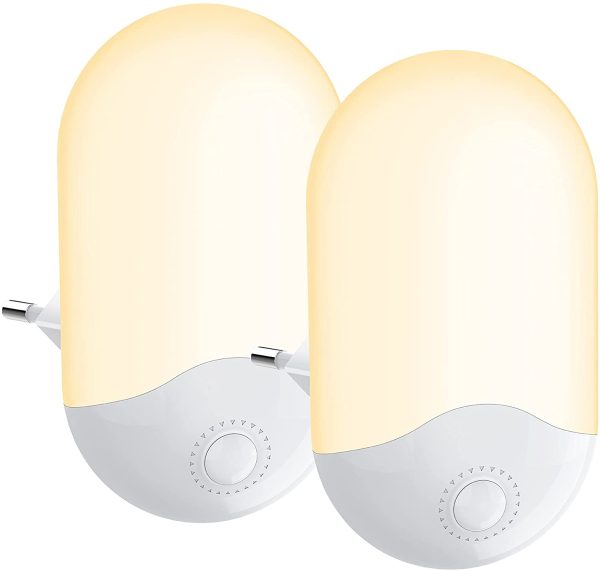 Luce Notturna [2 pezzi] Luce Notturna LED con Sensore Crepuscolare 3 Modalit?? (Auto / ON / OFF) Luce notturna bambini da presa per Camerette, Camere da Letto, Garage,Bagni,Bianco Caldo - immagine 5