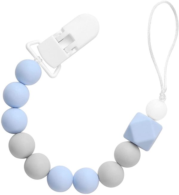 ARTESTAR Catenella Portaciuccio Porta Ciuccio Neonato Silicone Dentizione Massaggiagengive Catenella Ciuccio, Catena Ciuccio Ragazzo Ragazze Baby Shower Regali (Blu) - immagine 2