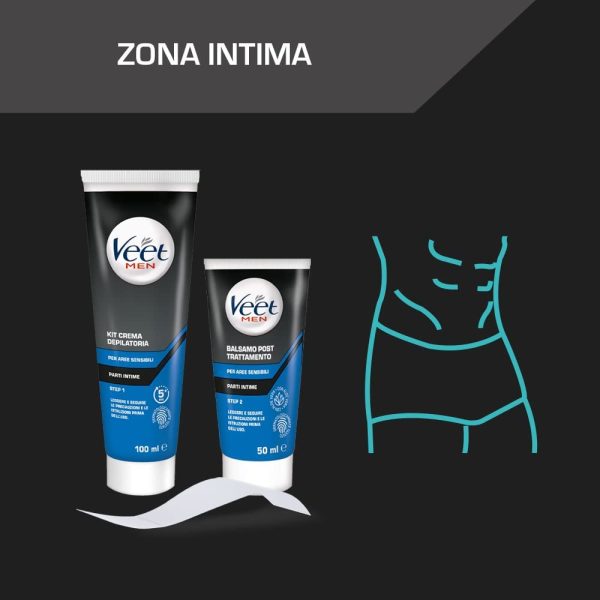 Veet Men Kit Completo per la Depilazione dell' Uomo,  Depilatoria per il Corpo +  Depilatoria e Balsamo Post Epilazione per le Parti Intime - immagine 2