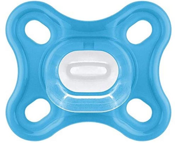 MAM Comfort Ciuccio in 100% Silicone per Neonati, con Custodia Porta Ciuccio, 0+ Mesi, Azzurro