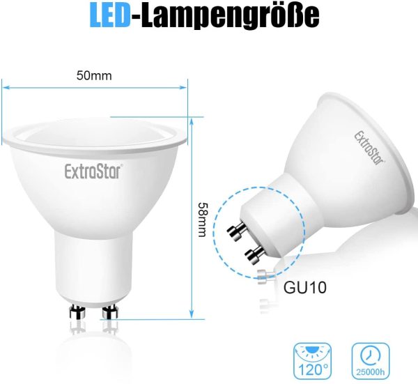 Lampadina LED GU10, 8W (equivalenti a 64W), 3000K 640 lumen,luce bianca calda- Pacco da 5