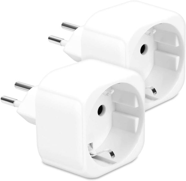 kwmobile Adattatore da Viaggio Svizzera Tipo J - 2x Adattatori da Presa Schuko EU a Spina Tipo-J - Travel Plug Adapter Maldive Madagascar - Bianco - immagine 3