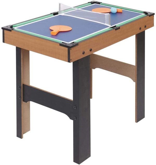 BAKAJI Tavolo Multigioco 4in1 in Legno con Giochi Intercambiabili Sportivi Multigiocatore Calcio Balilla Biliardo Ping Pong Air Hockey Giocattolo per Bambini Dimensione 87 x 43 x 73 cm - immagine 5