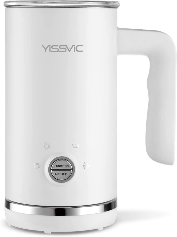 Yissvic Montalatte Elettrico 4 in 1 Schiumatore 600W 300ml Montalatte in Acciaio Inox Rivestimento Antiaderente per Caff??, Latte, Cappuccino, Bianco - immagine 2