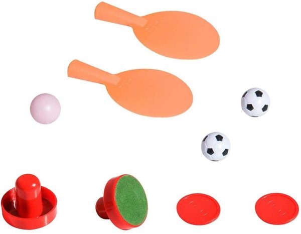 BAKAJI Tavolo Multigioco 4in1 in Legno con Giochi Intercambiabili Sportivi Multigiocatore Calcio Balilla Biliardo Ping Pong Air Hockey Giocattolo per Bambini Dimensione 87 x 43 x 73 cm - immagine 6