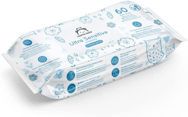 Marchio Amazon - Mama Bear Ultra Sensitive- Salviette umidificate per beb?? - Confezione da 12 (720 salviette- Tessuto 100% biodegradabile ) - immagine 5