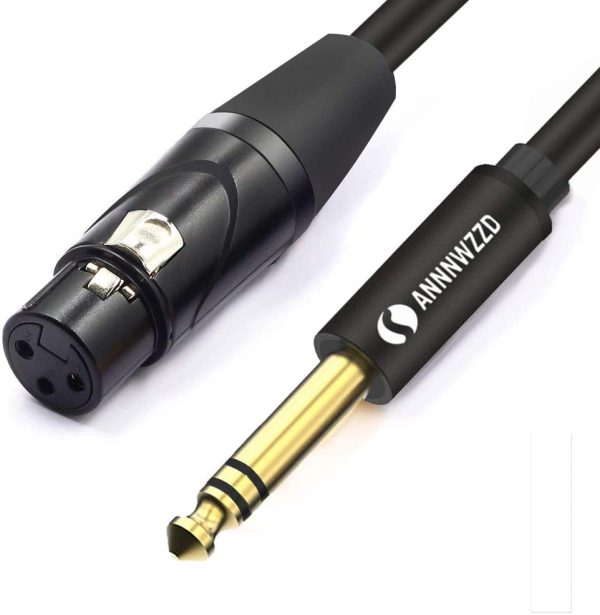 Cavo Audio Bilanciato, connessioni Jack 6.35mm Stereo a Cannon XLR 3P Femmina per altoparlanti e console studio di registrazione ecc (1M) - immagine 6