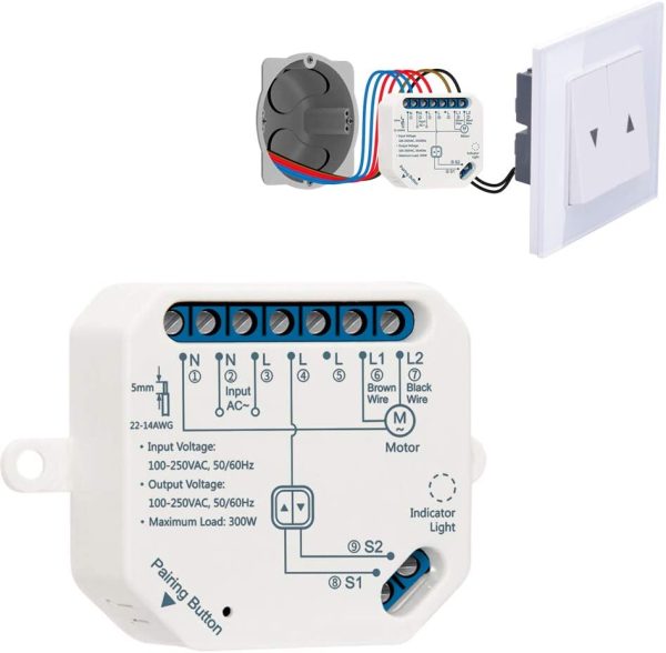 Interruttore Tapparelle WiFi, Modulo Comando per Tapparelle Elettriche, Controllo Vocale con Alexa e Google Home, Controllo App Smart Life, Timer Switch per Persiane Avvolgibili e Tende, 300W - immagine 7