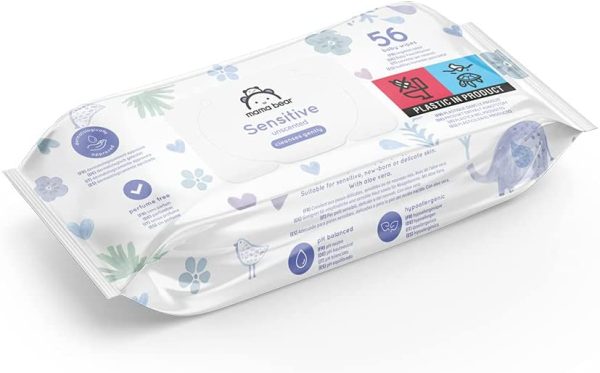 Marchio Amazon - Mama Bear Sensitive Salviette umidificate per beb?? - 6 confezioni x 56 salviette (336 pezzi) - immagine 3