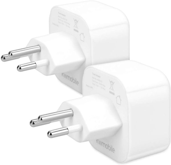 kwmobile Adattatore da Viaggio Svizzera Tipo J - 2x Adattatori da Presa Schuko EU a Spina Tipo-J - Travel Plug Adapter Maldive Madagascar - Bianco - immagine 4