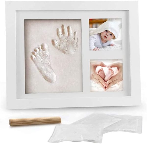 Quadretto Impronta Mani bambino Piedi Idea Regalo Neonato Mamma Argilla Per Nascita Bimbi Kit Calco, Bianca in Legno Impronte Tavolo Parete Porta Foto Piede Bimbo Bambino Manina Piedino Beb?? Piedini - immagine 6