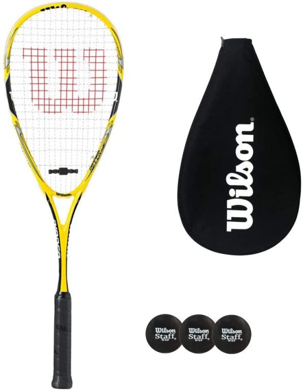 Wilson Ripper Team - Racchetta da squash con copertura e 3 palline da squash