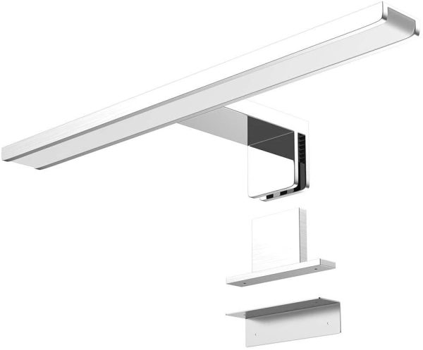 Bakaji Lampada da Specchio Bagno Applique Parete Muro Lunghezza 30cm Luce LED 6W 480lm Risparmio Energetico Bianco Freddo 6500K Design Moderno in Alluminio Cromato 3 Tipi di Installazione (30 cm) - immagine 6