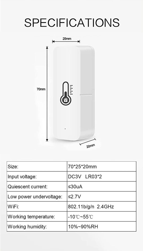 STARMOON Sensore di umidit?? della temperatura Smart WiFi,Tuya Wireless Bluetooth Termometro Igrometro con Buzzer,APP Remote Monitoring - immagine 7