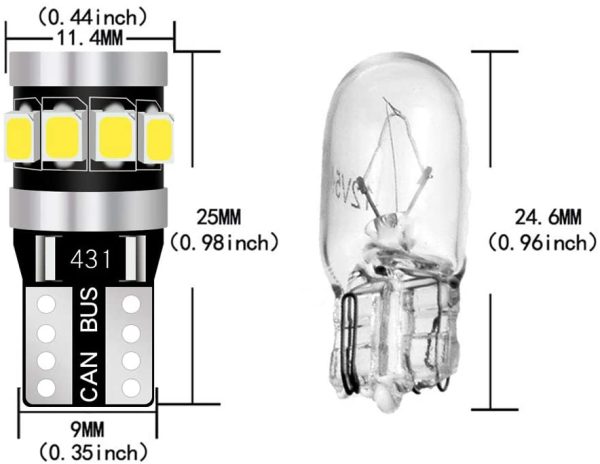 4pcs lampadine W5W t10 led canbus luce targa 6000k no error Auto Lampada 194 168 12 Leds 2835SMD 12V per luce di posizione,Interior Segnale, Cupola, Cruscotto Bianco - immagine 5